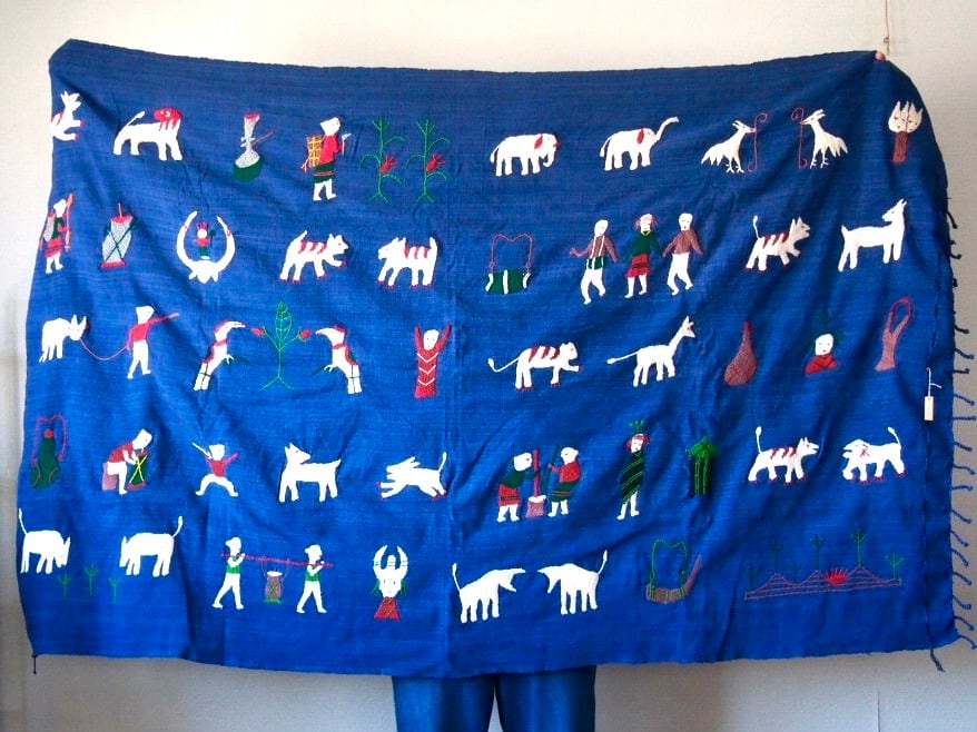 NAGA TRIBE - EMBROIDERY TAPESTRY / BLUE | casablanca