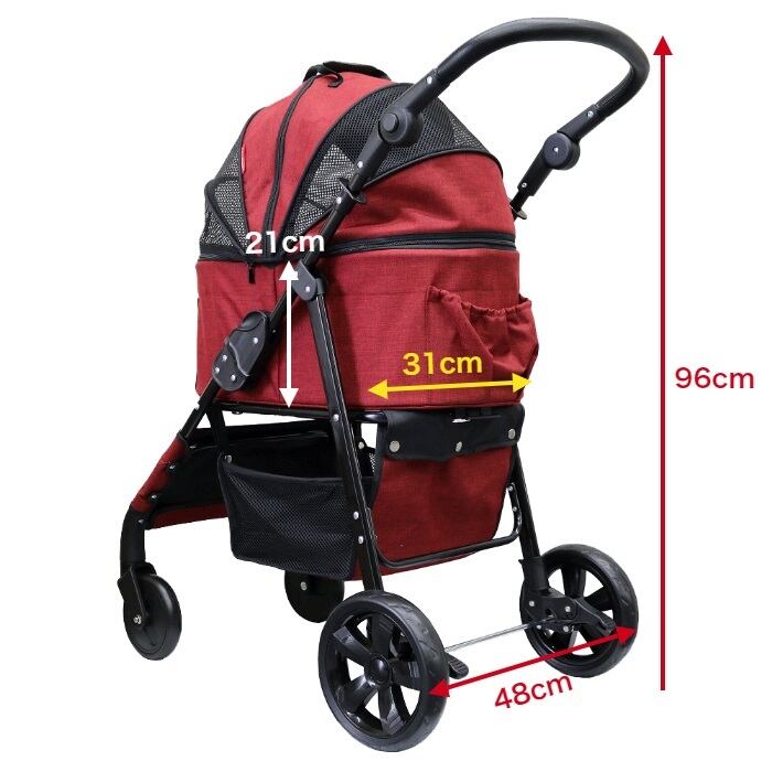 中型犬 多頭 甘えん坊バギーBIG ココハート4輪ペットカート ブラック