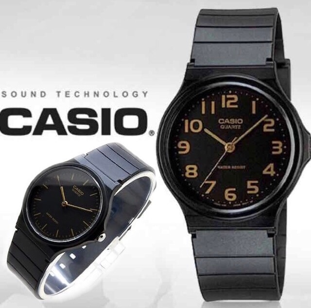 【CASIO】チープカシオ 腕時計 ブラック×ゴールド/アナログ/カシオ/スタンダード/クオーツ/チプカシ/ウォッチ/ユニセックス/防水/新品/黒