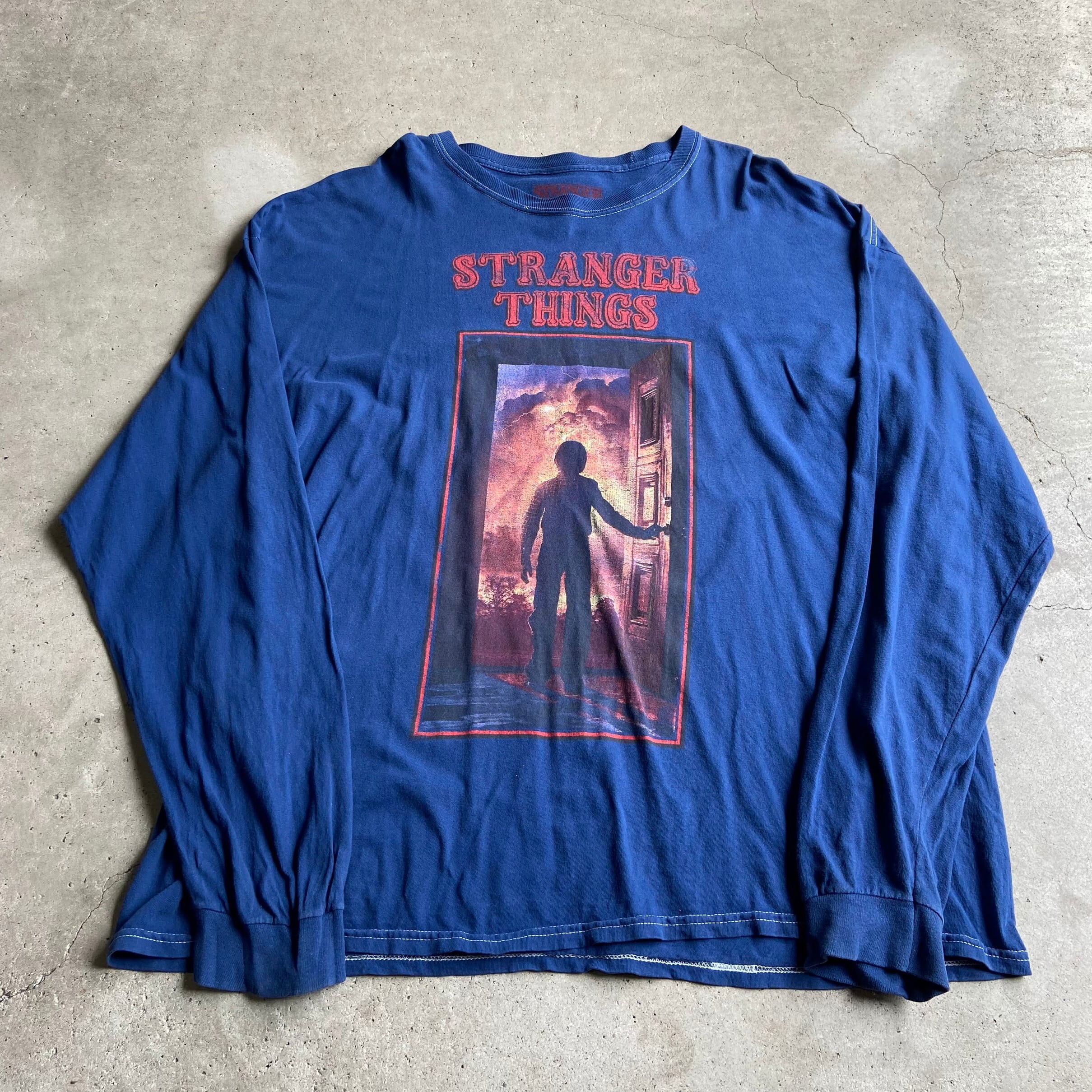 ストレンジャー・シングス STRANGER THINGS プリント ロンT 長袖 ロングスリーブ Tシャツ サイズ：Men's XL位 ブラック 新品