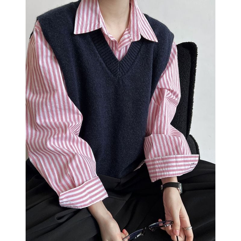 バックボタンサイドスリットニットベスト 201841 | coto.meki