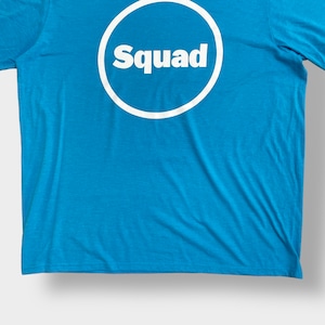 【USA古着】企業系 SQUAD ロゴ プリント Tシャツ 袖ロゴ 半袖 スカイブルー US古着