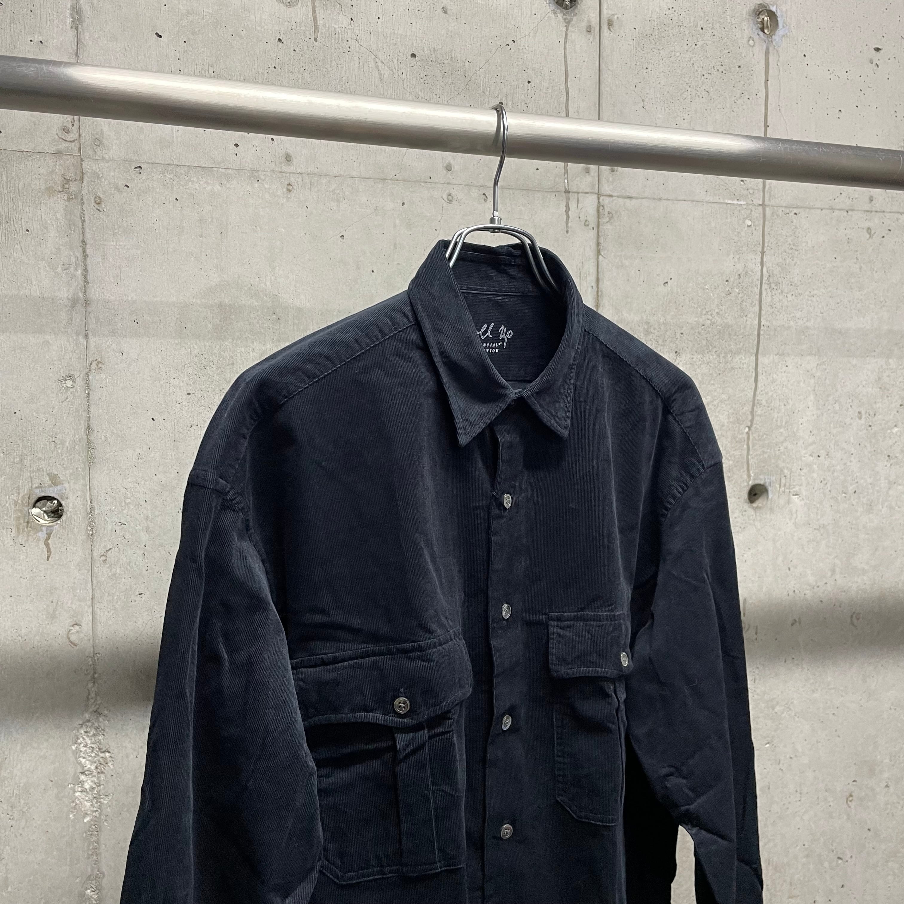 Porter Classic】ROLL UP ORGANIC CORDUROY SHIRT_BLACK | marfa store