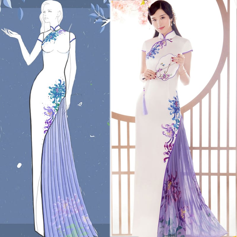 高級品】ロング丈チャイナドレス ロング丈ワンピース ロングドレス  