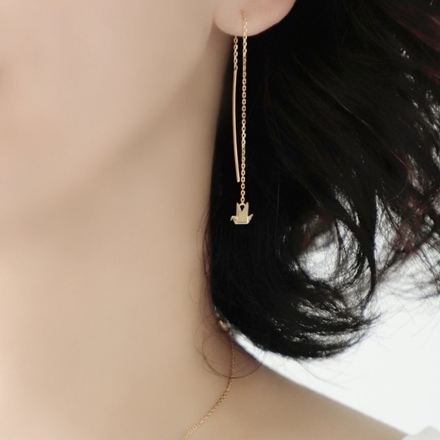 折り鶴ジュエリー ピアス ゴールド /Orizuru jewelry pierced earrings, gold