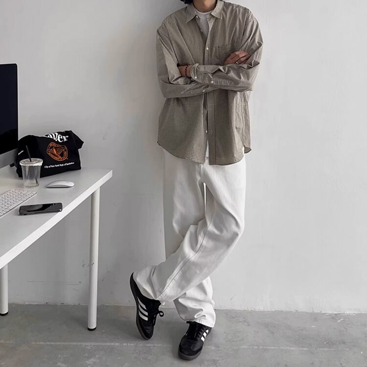 ★AMERICAN RETRO LOOSE CUT BASIC PLAID SHIRT　　　A0728