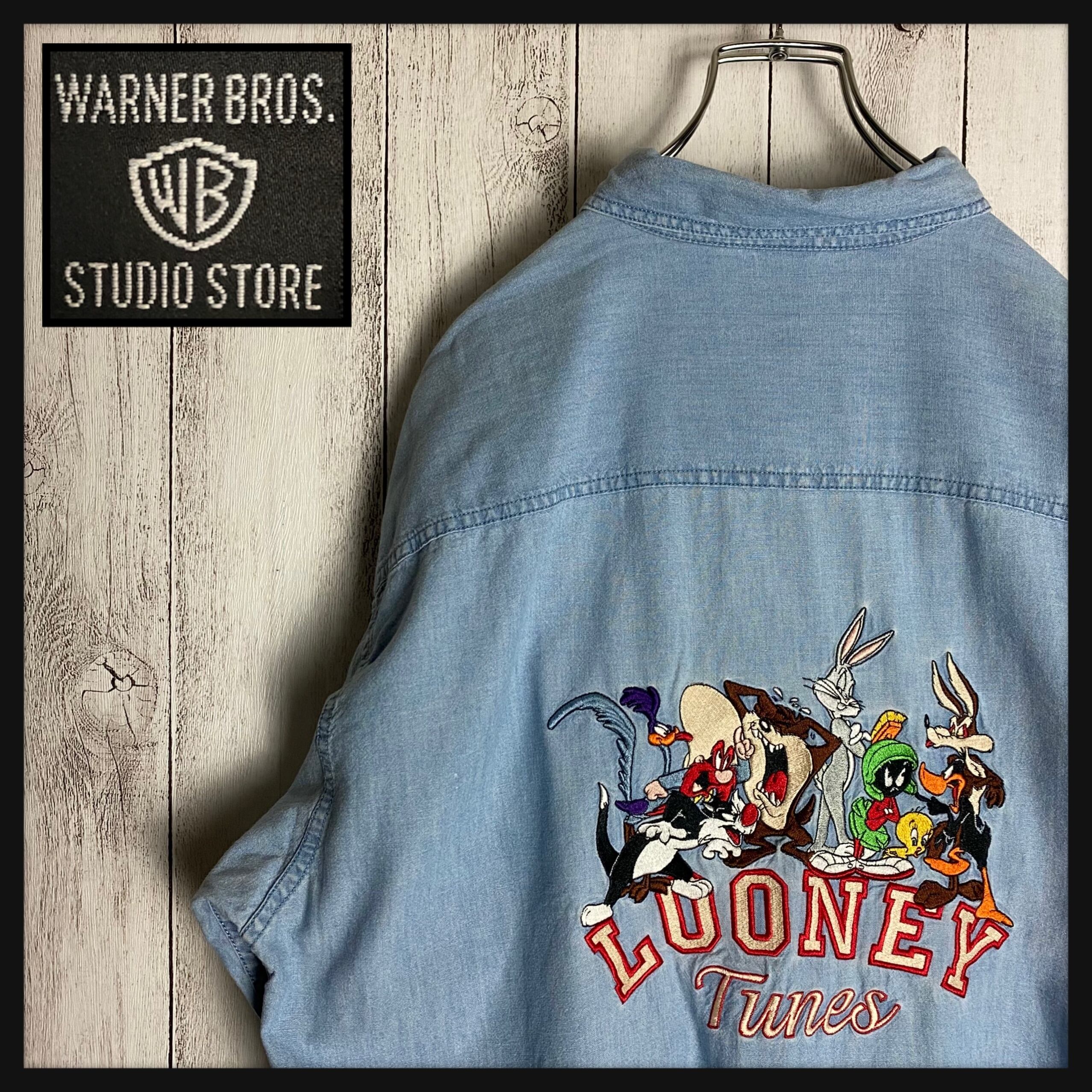 Warner bros. 90s キャラクター刺繍 バック デニム BDシャツ