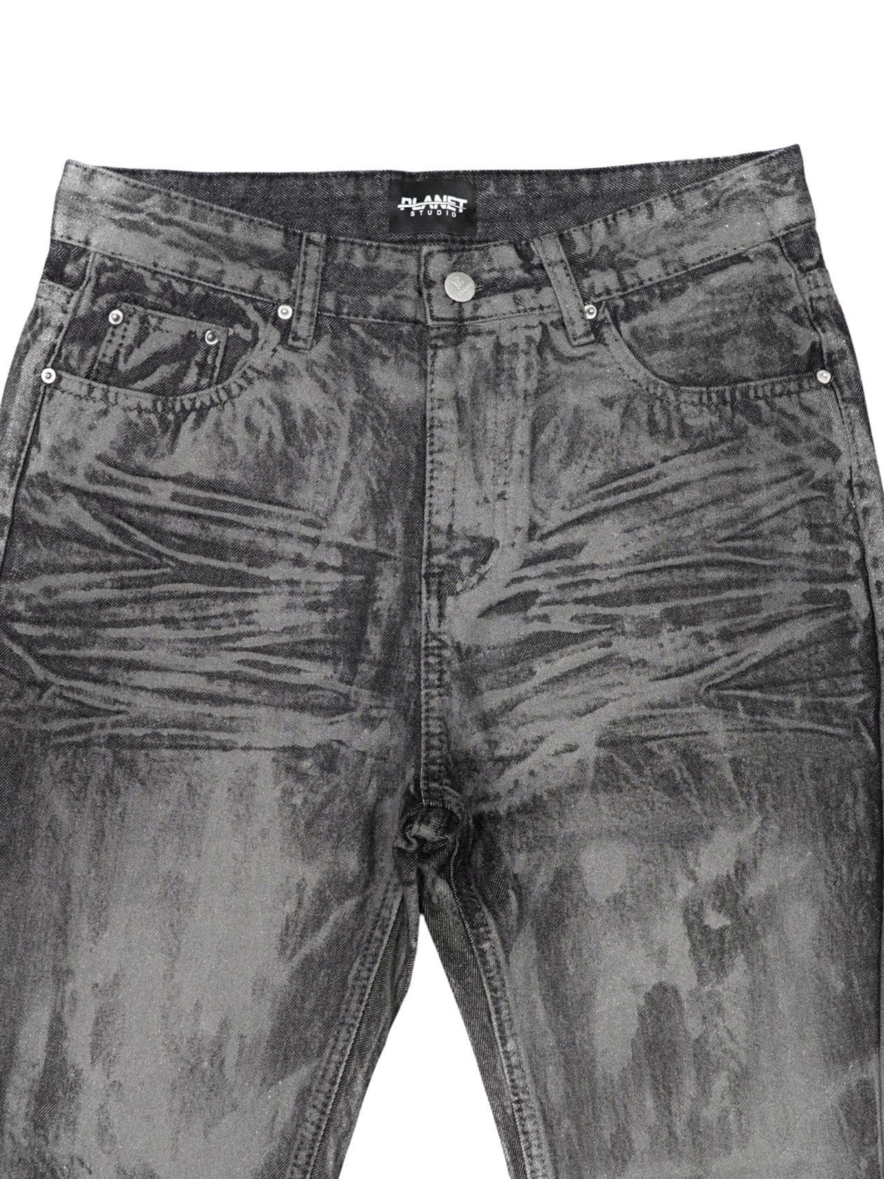 【PLANET STUDIO】Silver Coating Flare Denim Pants
