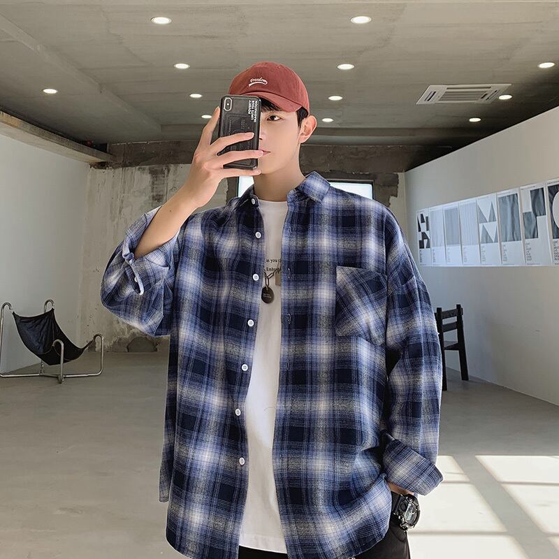 全2色 シャツ トップス チェック カジュアル 羽織 長袖