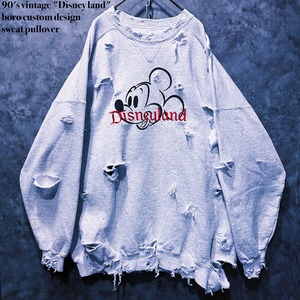 【doppio】90's vintage "Disney land" boro custom design sweat pullover