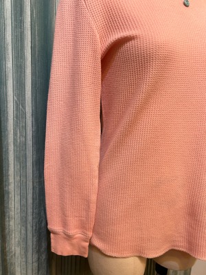 garment dye thermal pink&mint green button