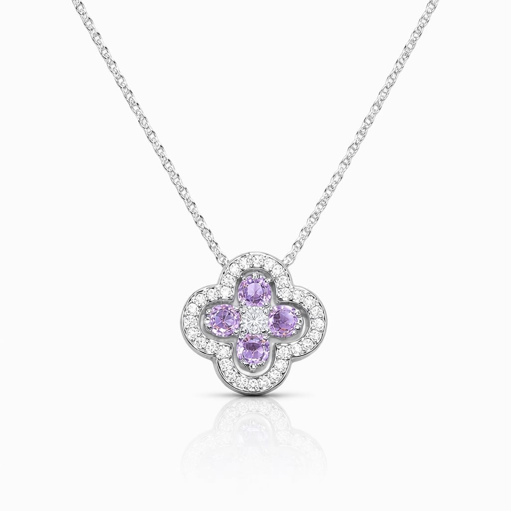 clover flower necklace purple [237] | SASSY ANGEL