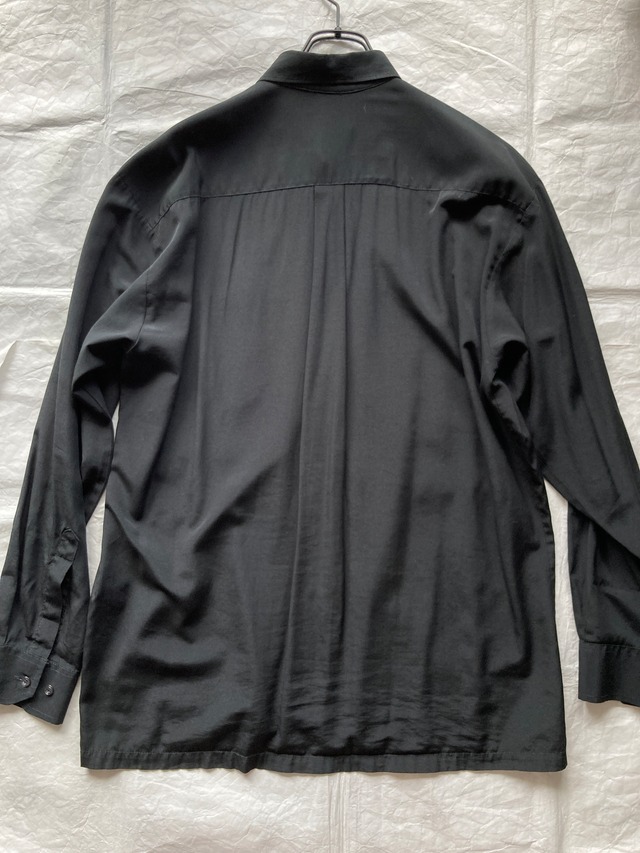 80s 長袖ポリエステルシャツ ゴシックデザイン 画像5