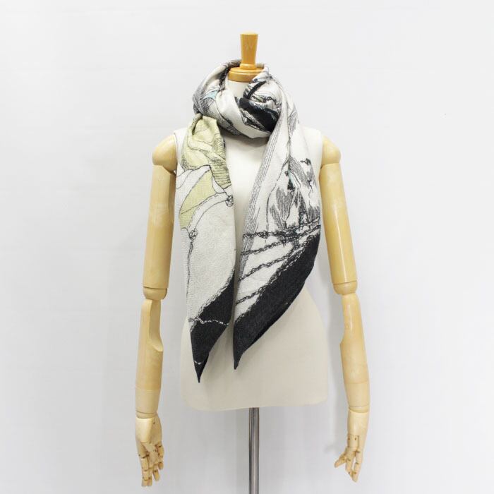 manipuri マニプリ ウールシルクストールヘリンボーン織120