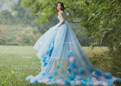 ウエディングカラードレス　可愛い　S〜M 後ろ編み上げ　ボリュームある　グリーン uwpcolor500_4.jpg