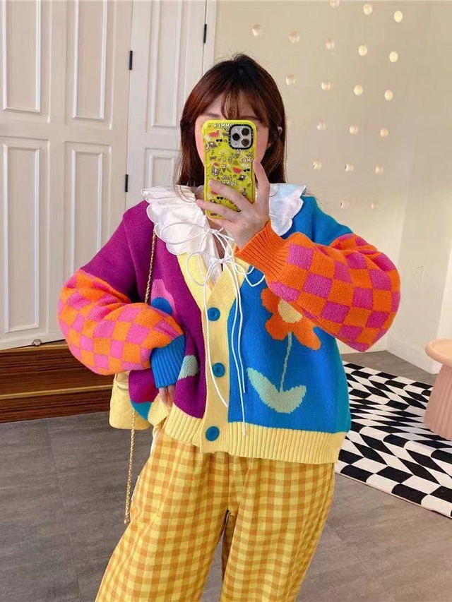 超人気インスタグラムで話題 ニット カーディガン コート レディース ゆったりする 小さい新鮮な 学院風