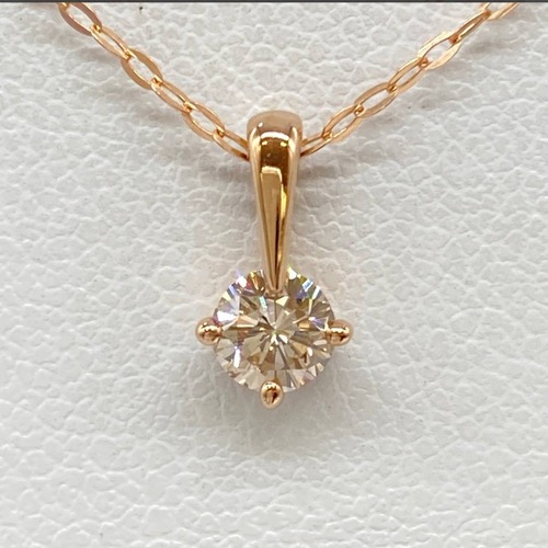 【美品】18Kピンクゴールド+0.25ct天然ダイヤモンドネックレス