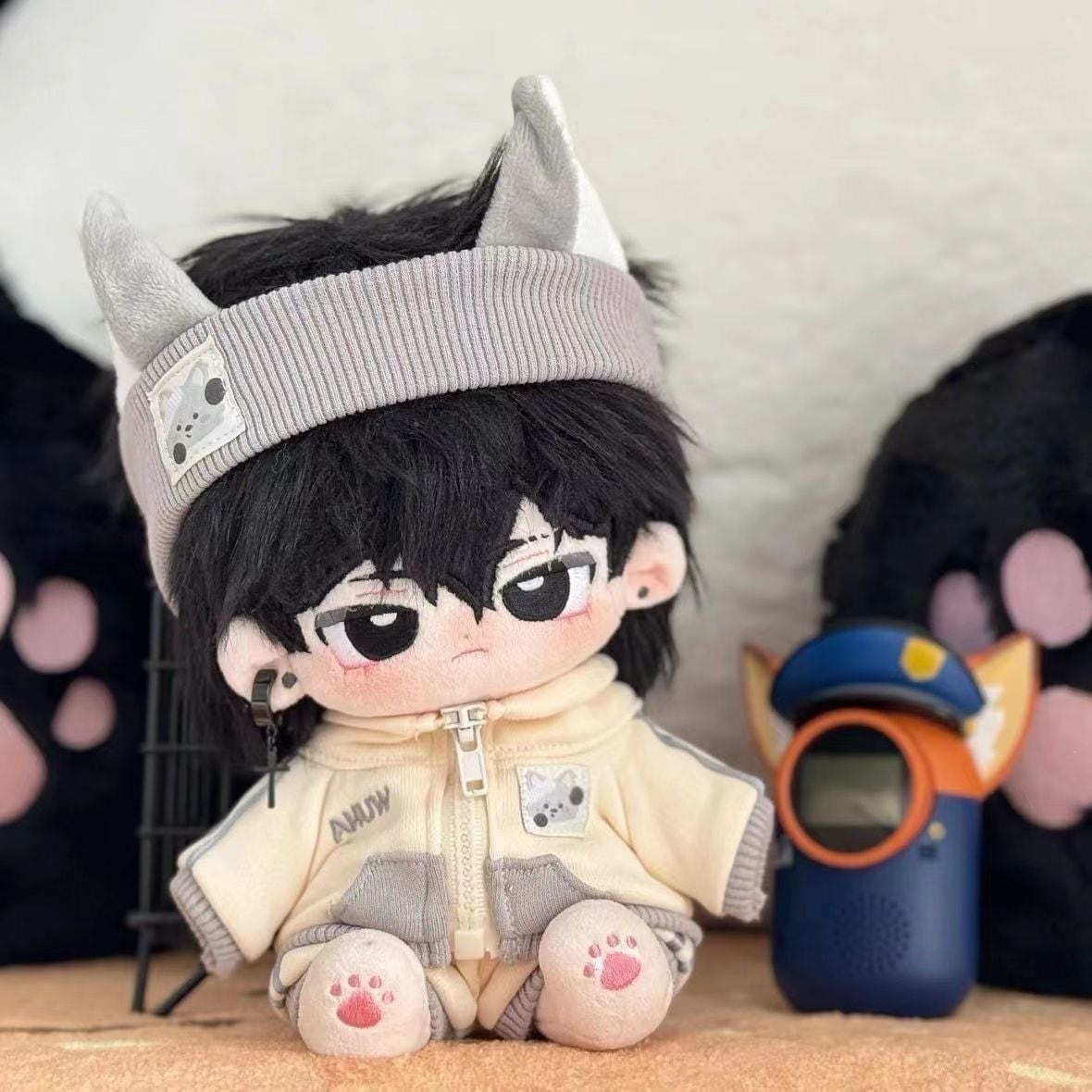 20cmぬいぐるみ用 キツネ/オオカミ柄 トップス+パンツ+ニットヘア