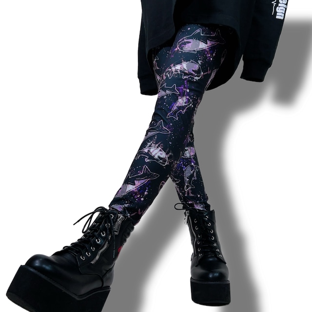 STRETCH LEGGINGS PANTS【PURPLE SHARK】