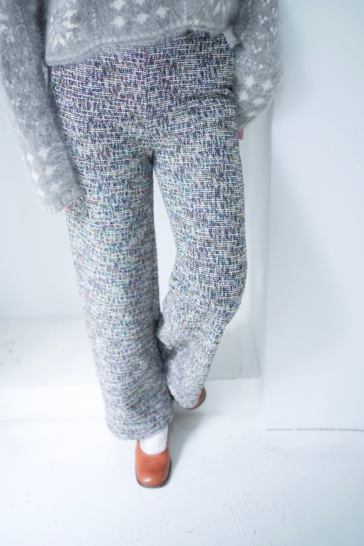 mix color tweed easy pants