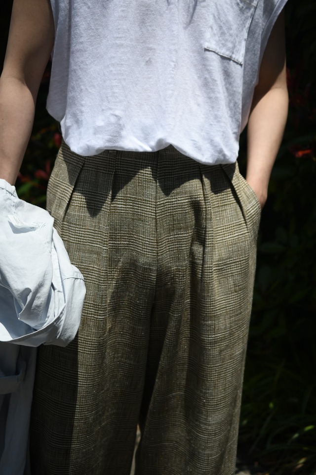 m’s braque / TUCKED BAGGY PANTS (GLEN CHECK BEIGE)