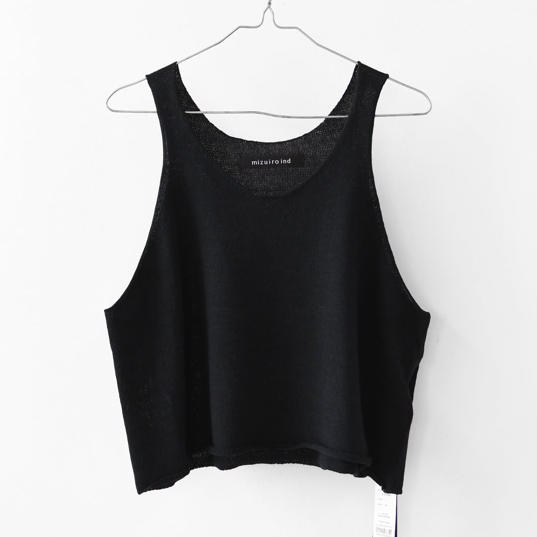 ミズイロインド Uネックショートベストブラック即日発送できます mizuiro ind [ミズイロ インド] U neck short vest [2-220043] Uネック