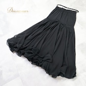 ベリーダンス オリエンタル 衣装 スカート ブラック系 フリル 黒 練習 レッスン スリット 無地 シンプル かわいい 透け感 伸縮 ストレッチ かっこいい ダンス衣装 イベント ステージ