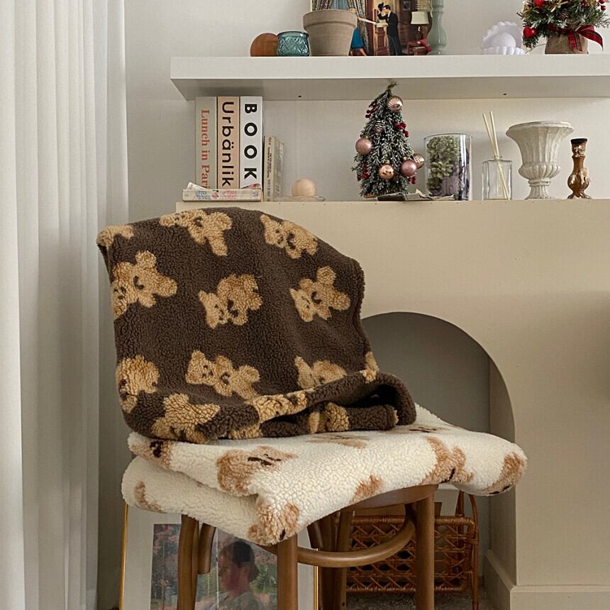 bear blanket 140*100cm 2colors / ベア ブランケット テディーベア