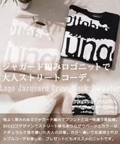 ◆ロゴ ジャガード クルーニット◆rs-100523