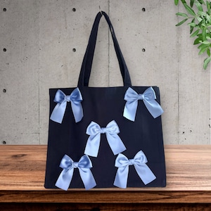 FINAL SALE★BG0305 肩かけできる☆トートMワイド☆《サテンリボン》フロントデザイン