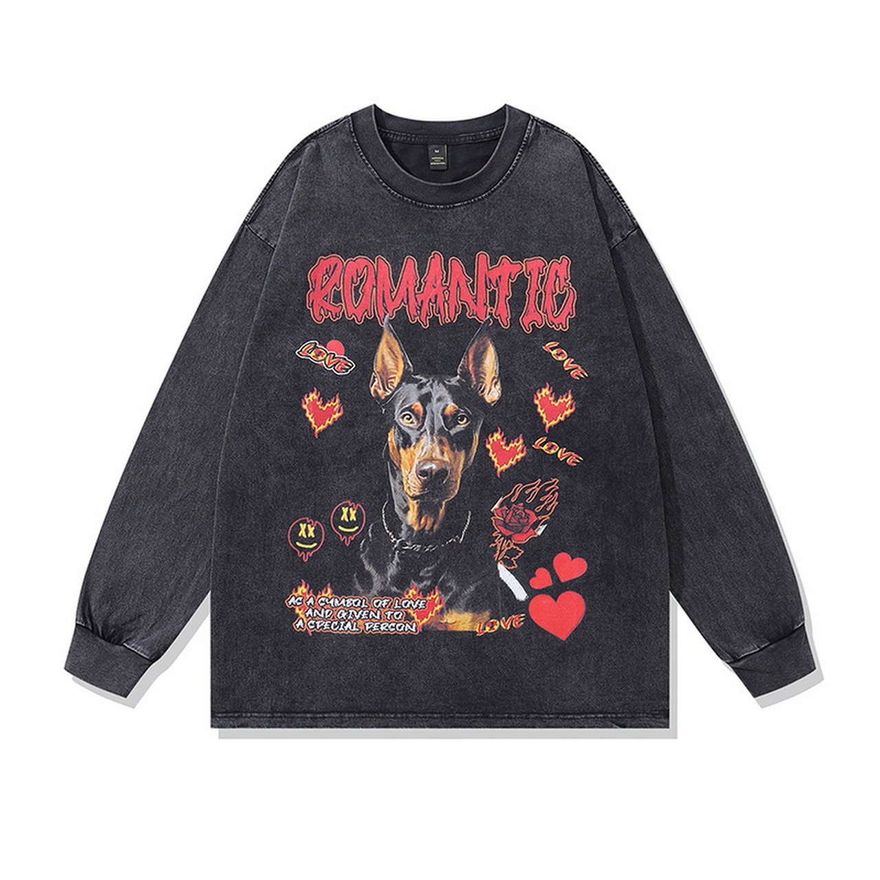 VINTAGE ストリート ハートドーベルマン ロングTシャツ T1137