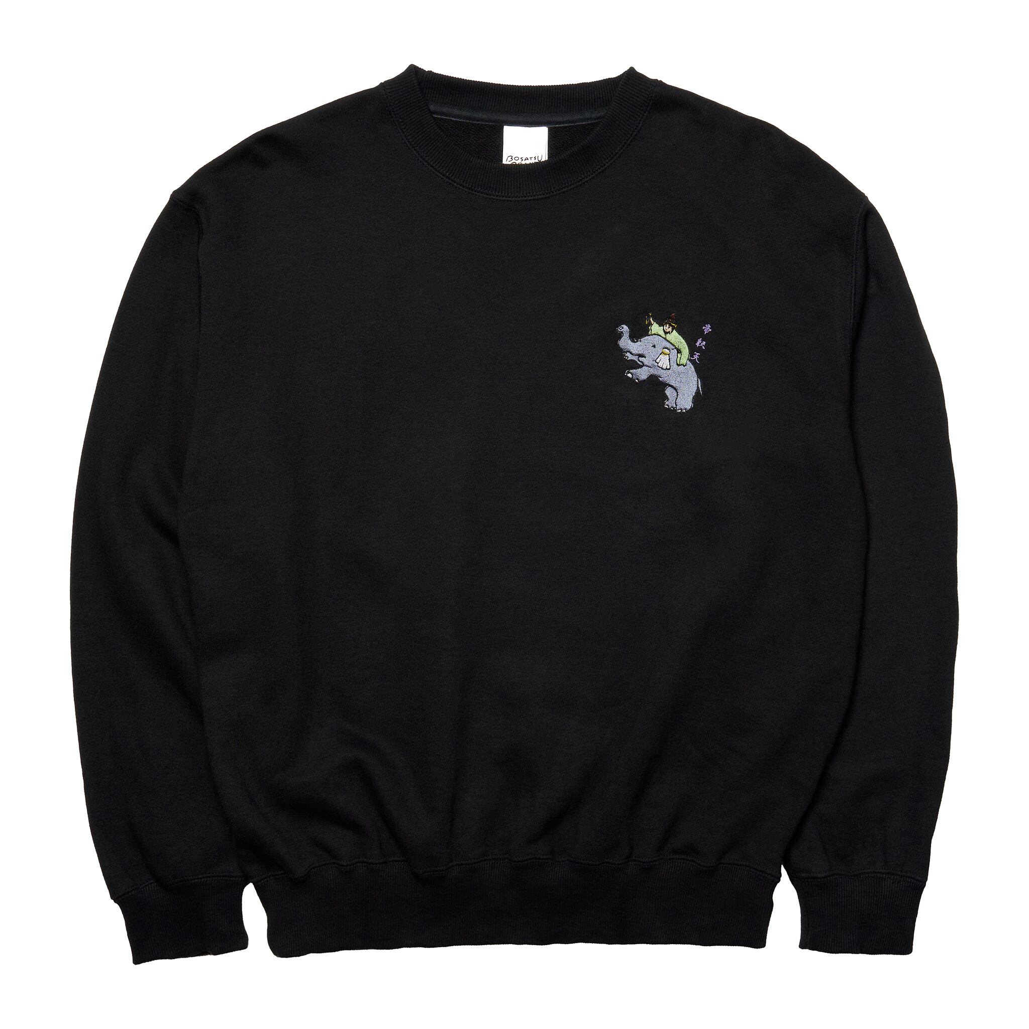 微笑みの二大仏-W半跏思惟 (刺繍) 仏像 トレーナー ブラック(刺繍