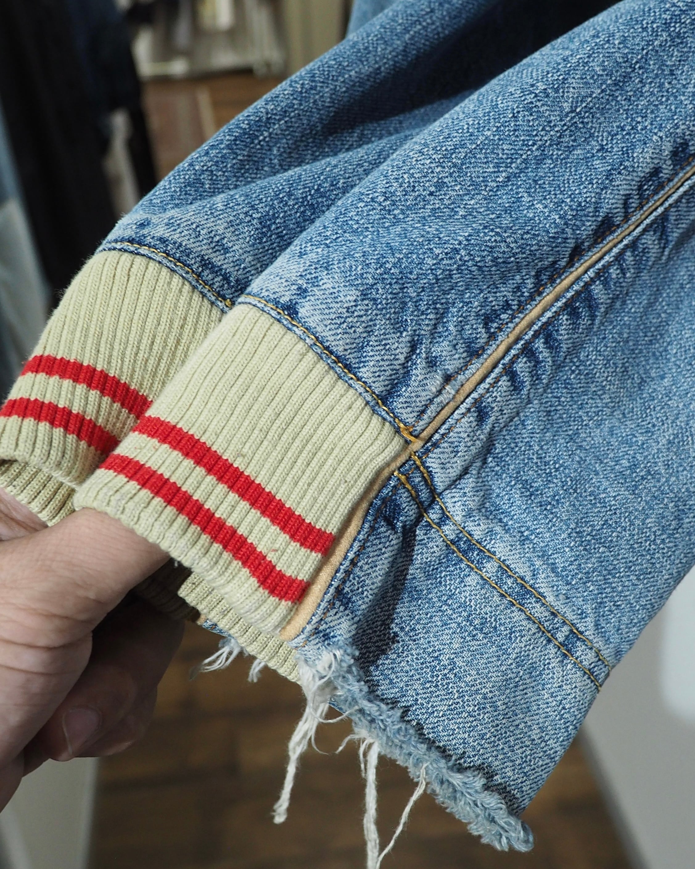 1990s ” Special - PEPE JEANS ” Crossed Lines × Logo Embroidery Vintage Loose Hoodie Denim Jacket