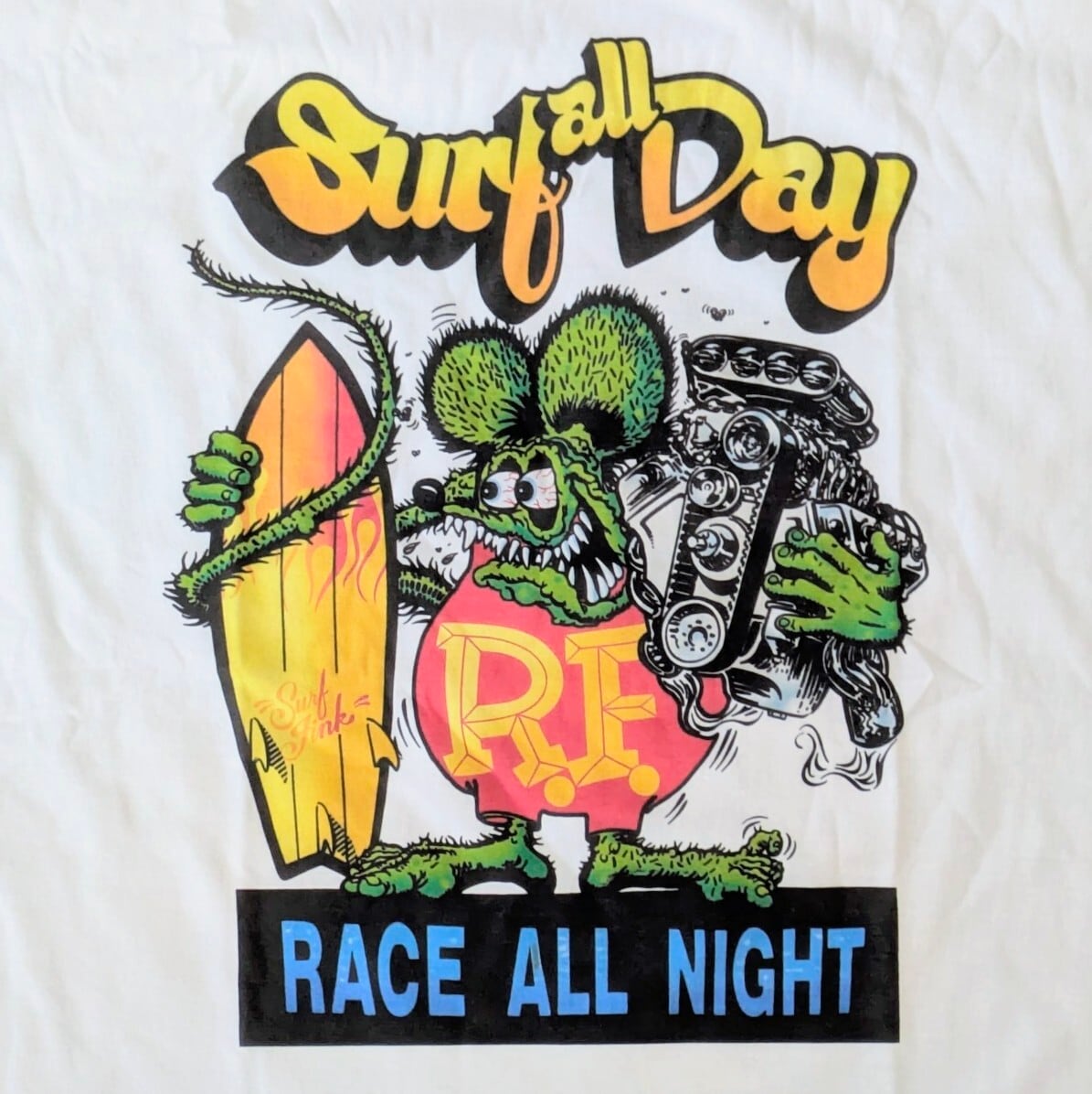【 RATFINK( ラットフィンク ) 】『 RACE ALL NIGHT 』Tシャツ / WHITE〚アメリカン雑貨 アメトイ〛