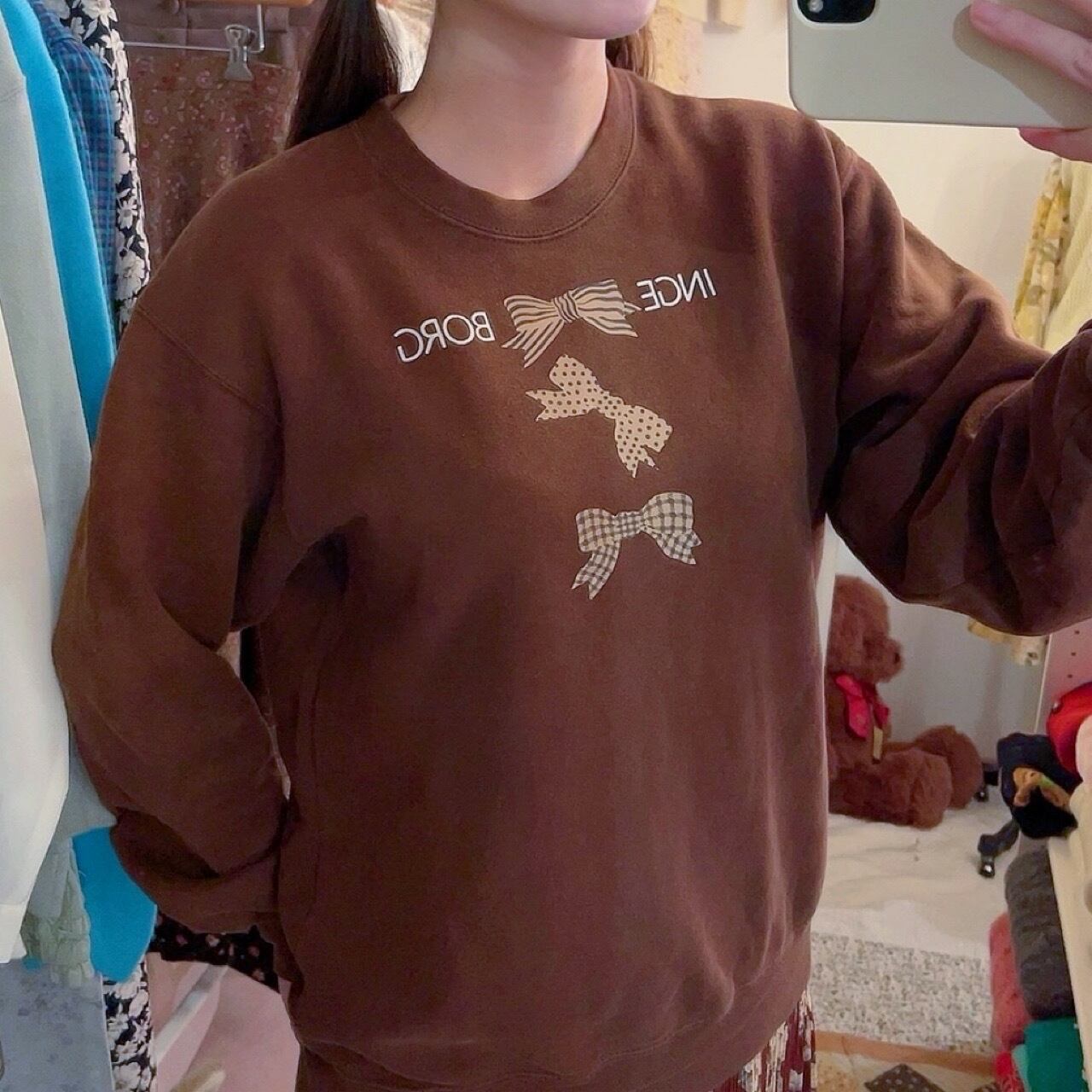 INGEBORG / chocolate brown ribbon sweat