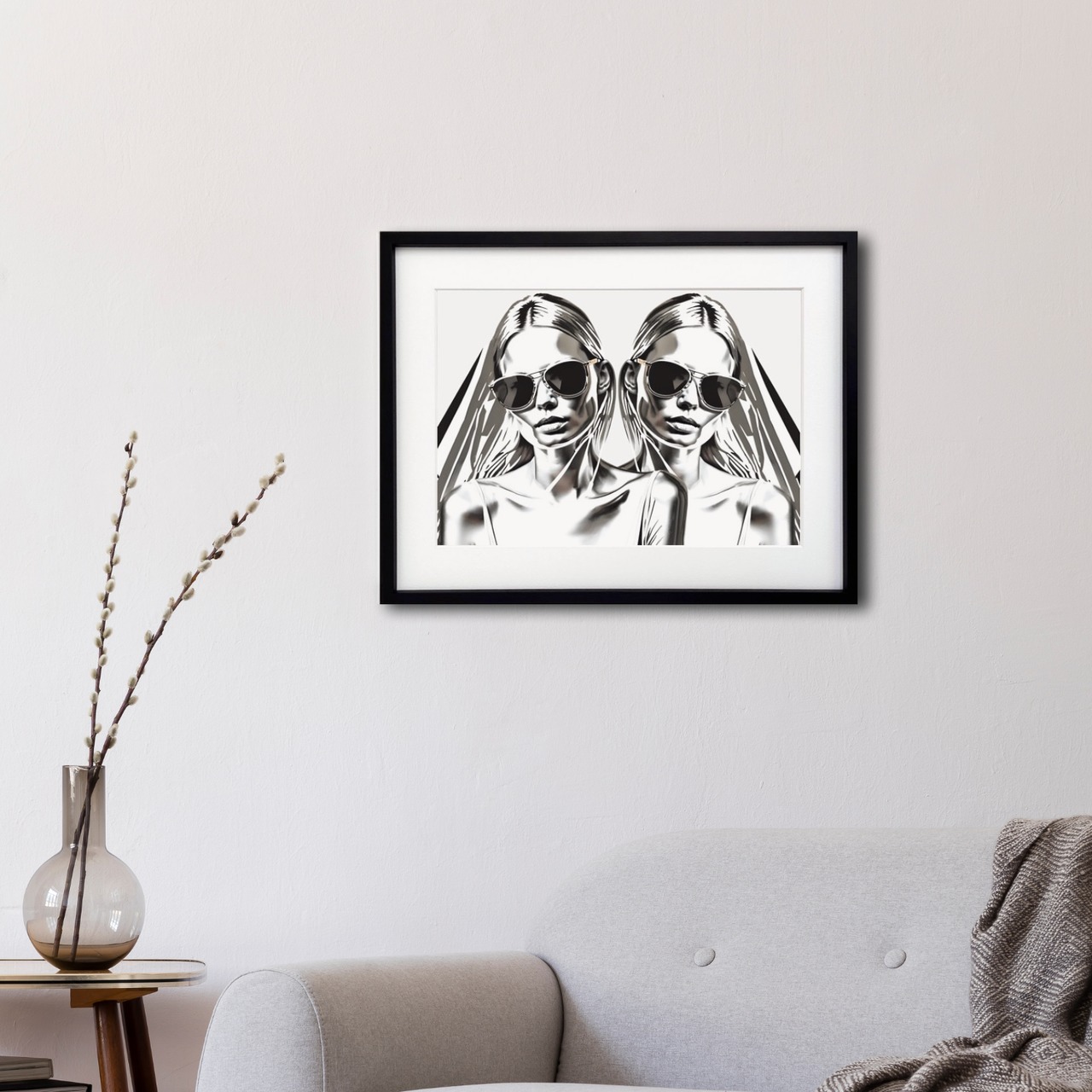 Iron Woman Kate - white｜白の静寂に宿る女性の強さと美｜メタリック質感が際立つモードアートポスターで空間を洗練に導くA3ポスター