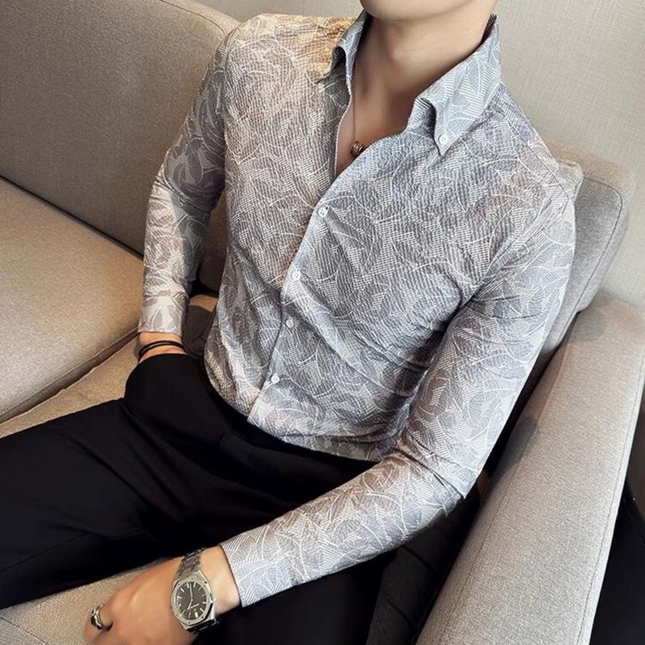 slim v neck shirt 00155