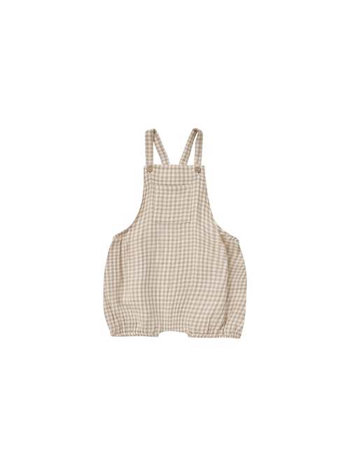 Quincy Mae -   HAYES ROMPER / OAT GINGHAM