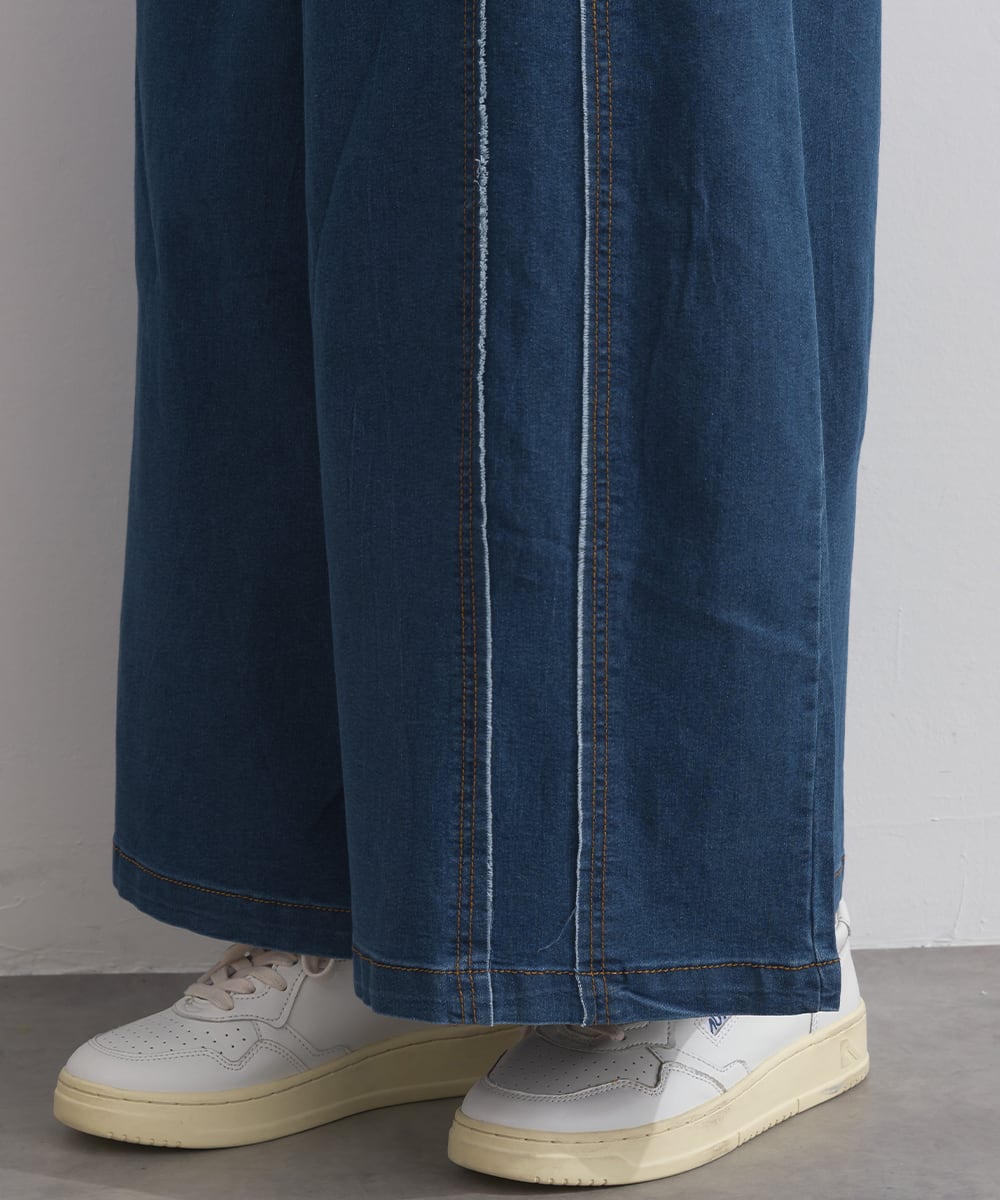 D262106 デニム切替ワイドパンツ / Denim Panel Wide Pants | meme