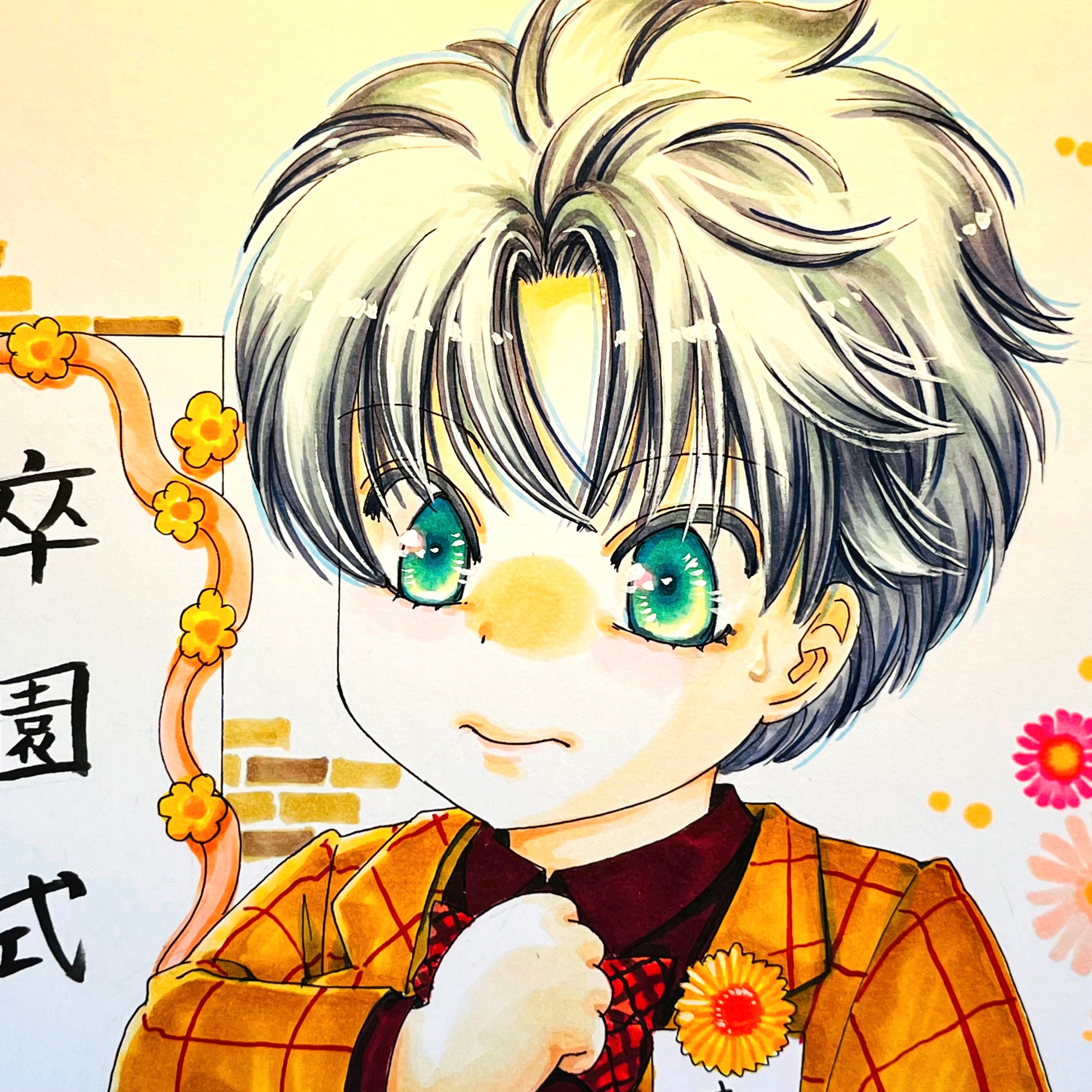 直筆イラスト色紙 一郎（卒園式） | 中貫えりSHOP