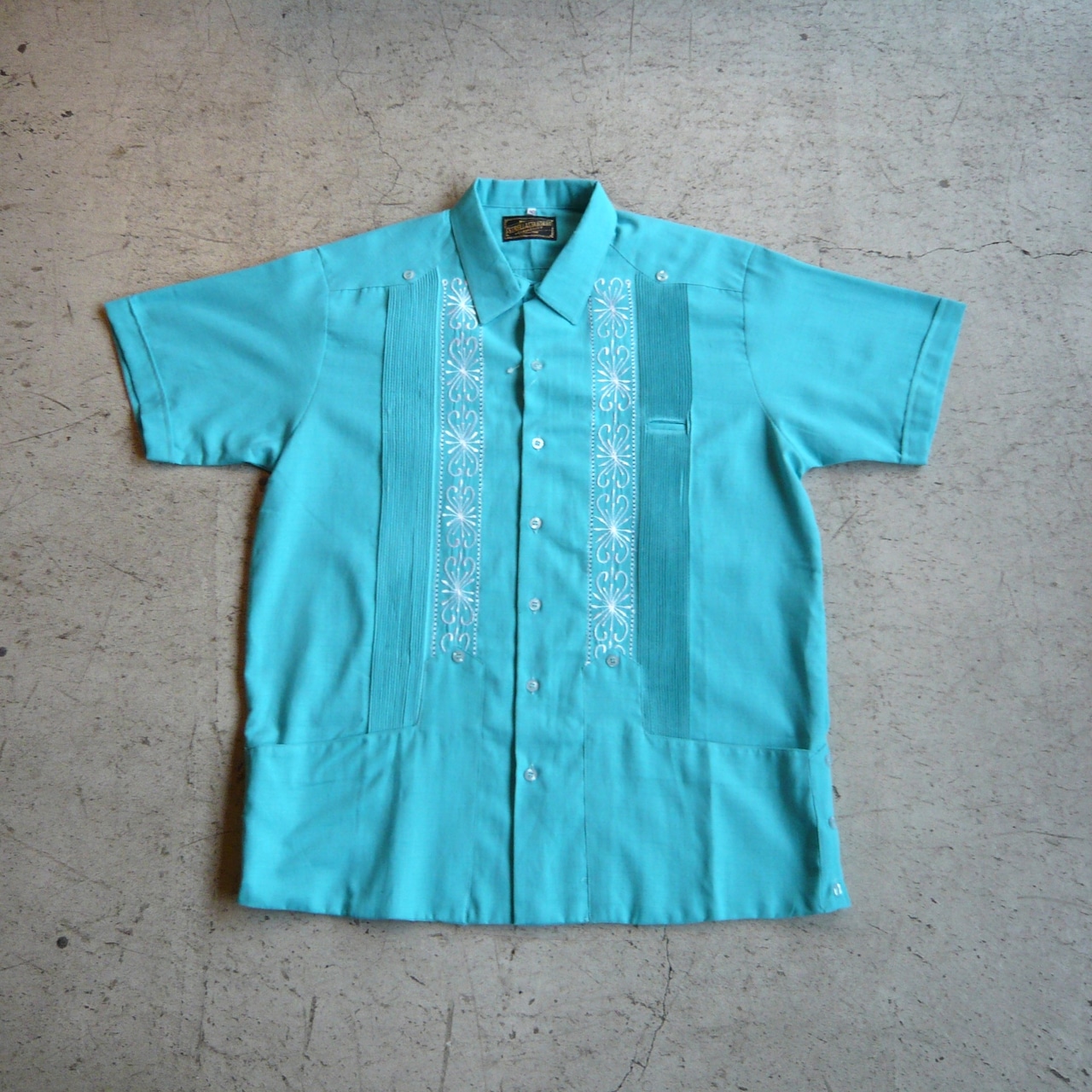 ESTRELLA STANDARD S/S REJILLADA キューバシャツ ターコイズ