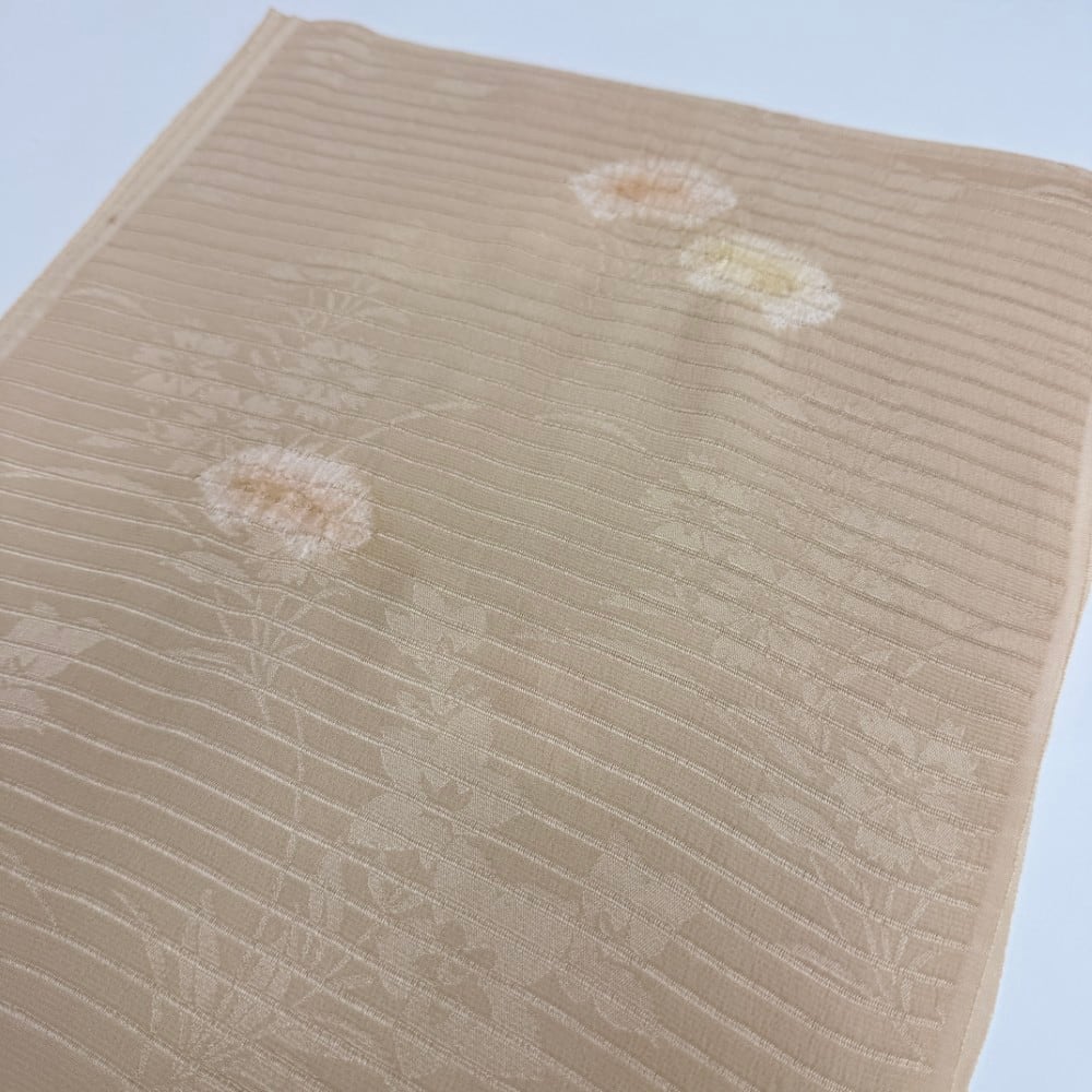 夏帯揚げ 新品 夏用 帯揚 ベージュ 小紋 紬 訪問着 普段着用 礼装用 正絹 絹100% 和装小物 5719