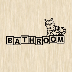 猫好きな方にお勧め！　BATH ROOMサイン 浴室表示ステッカー　選べる　カラー/再剥離/強粘着
