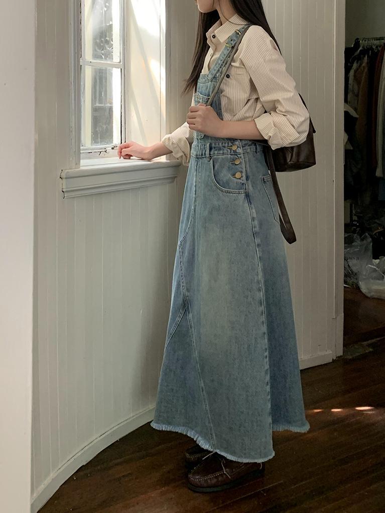 ★男前 ダメージ ZIP ペイント サスペンダー デニム スカート★ Denim suspenders skirt（デニムサスペンダースカート）c-514 | konotoki