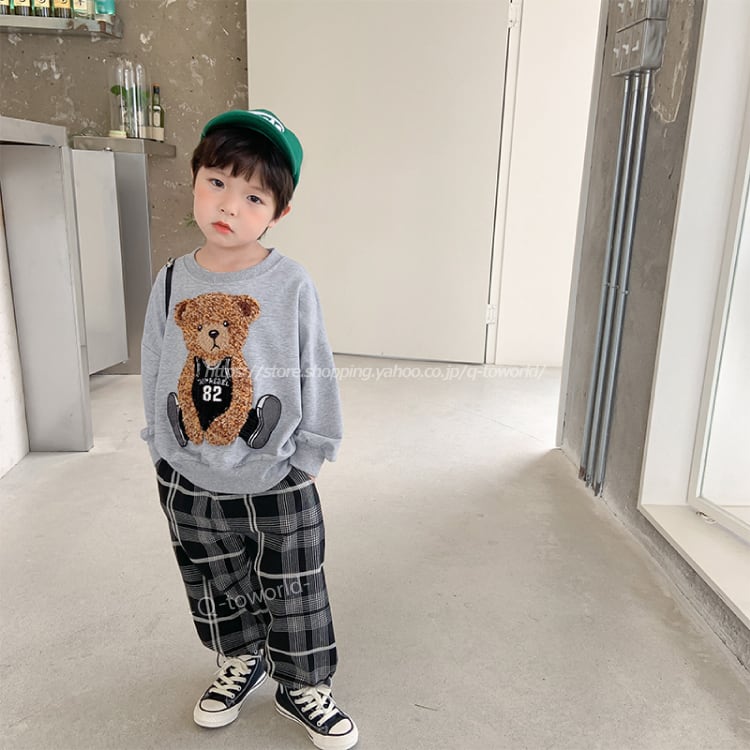 90㎝-140㎝】クマ カジュアル 立体 トレーナー パンツ 長袖 男の子  
