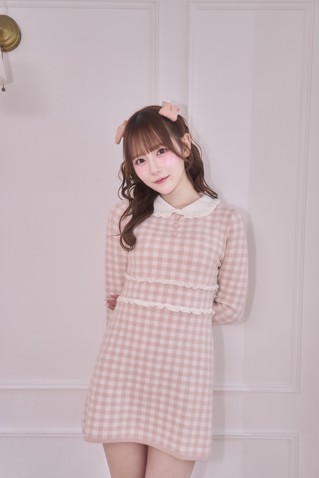 bebe frill knit op-pink