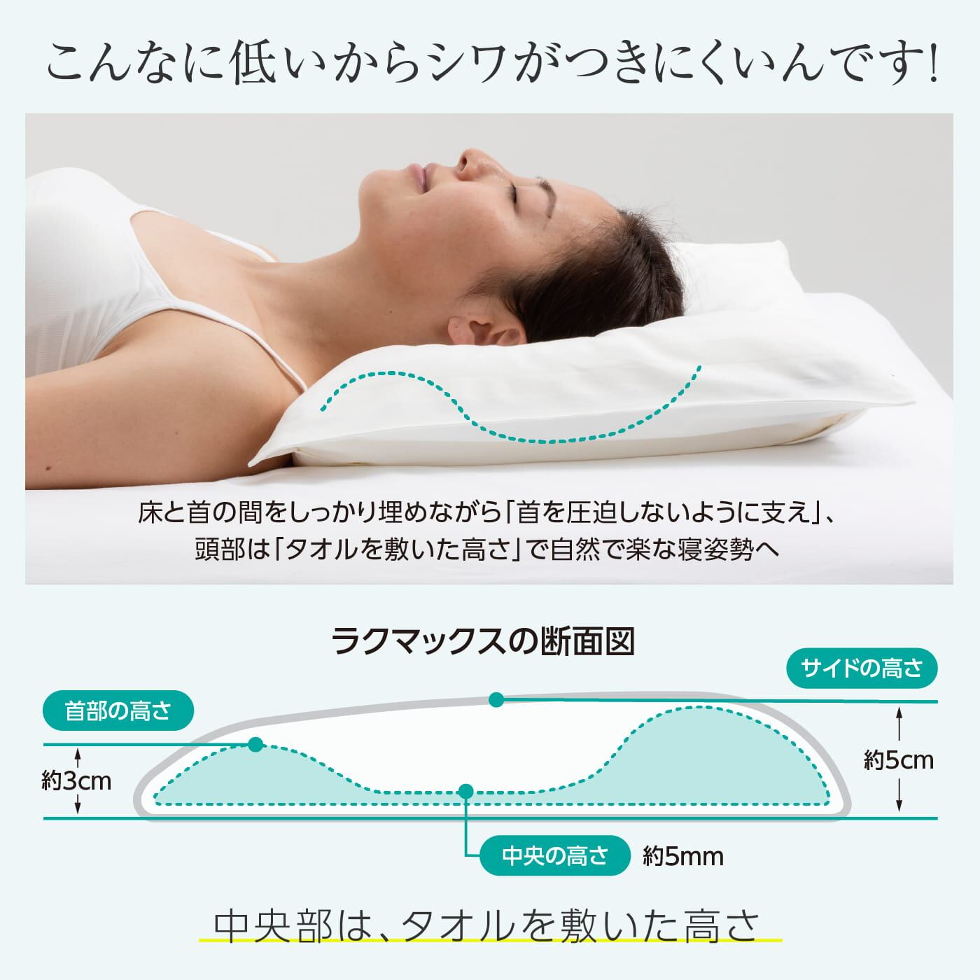 美容枕 首にシワが出来ない枕 RAKUMAX「ネックリンクルケア・ラク