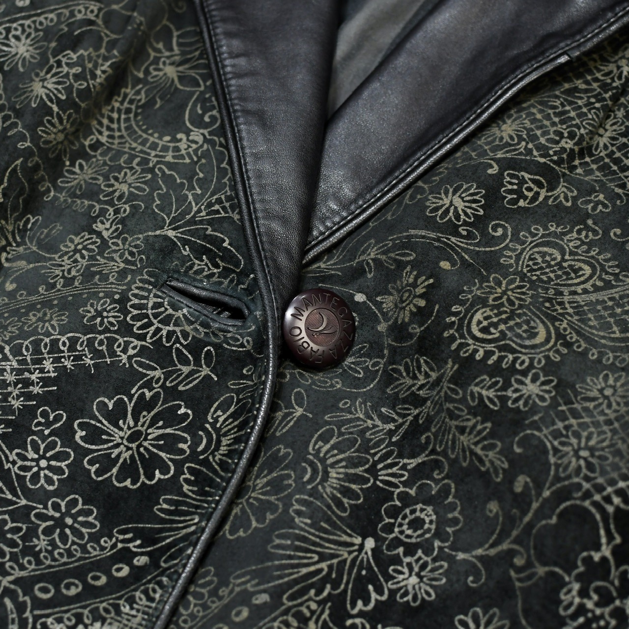 flower pattern leather half coat