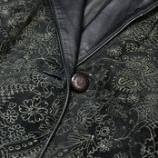 flower pattern leather half coat