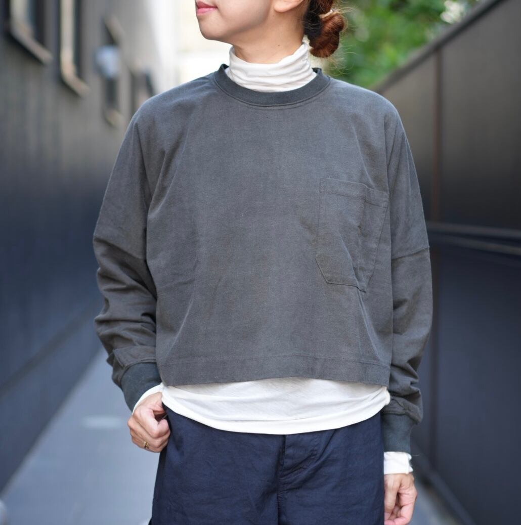 unfi(アンフィル) vintage dyed cotton jersey wide -body L/S Tee WFFL-UW115 vintage black